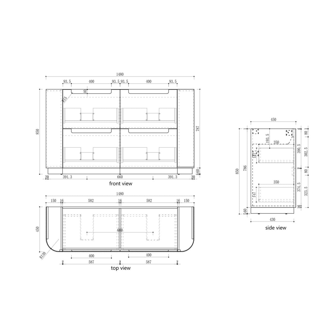 Aulic Varcelli Floor Standing Double Vanity - 1500mm - Design 10