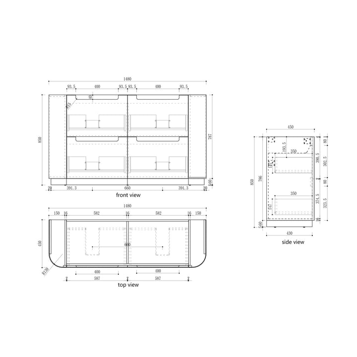 Aulic Varcelli Floor Standing Double Vanity - 1500mm - Design 10