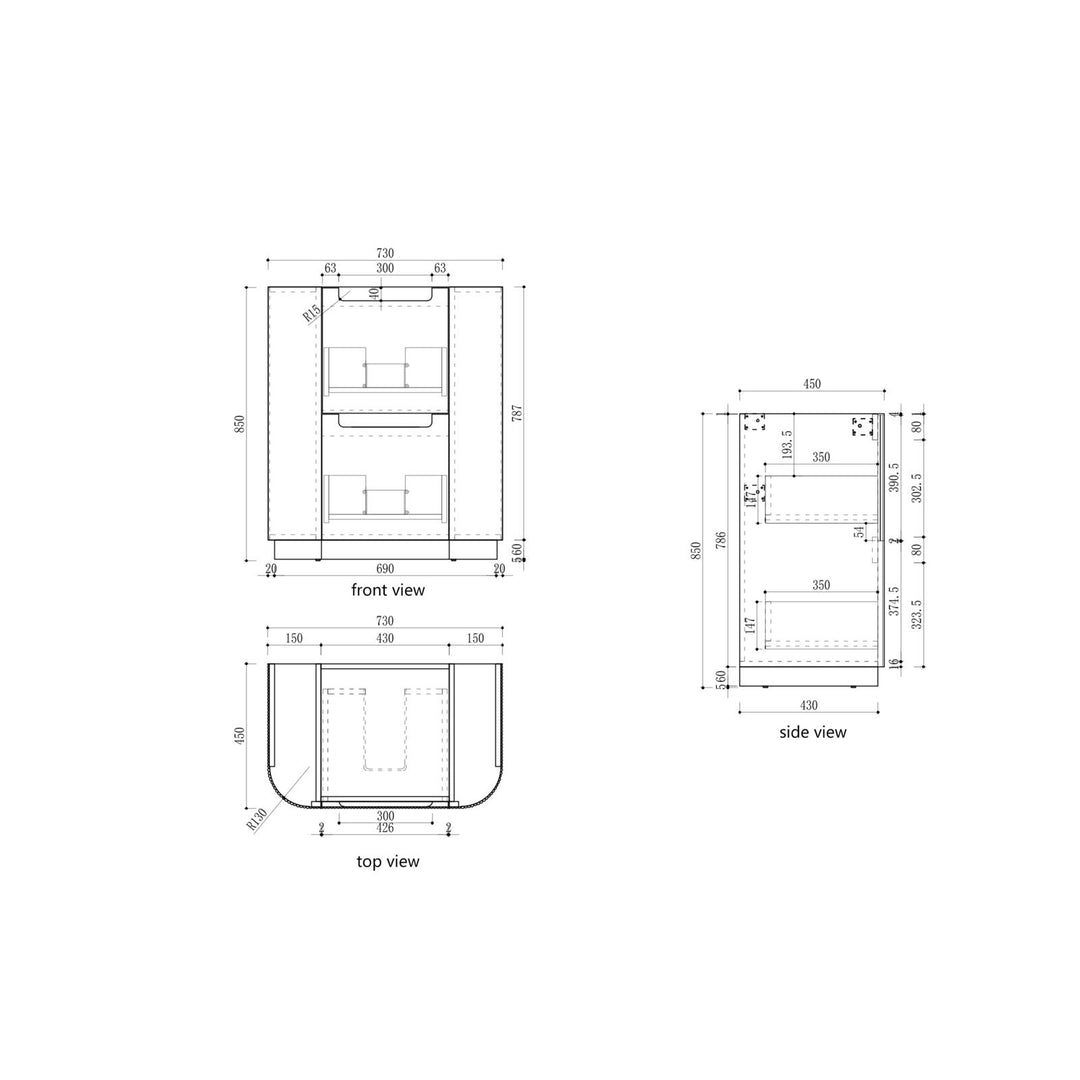Aulic Varcelli Floor Standing Vanity - 750mm - Design 10