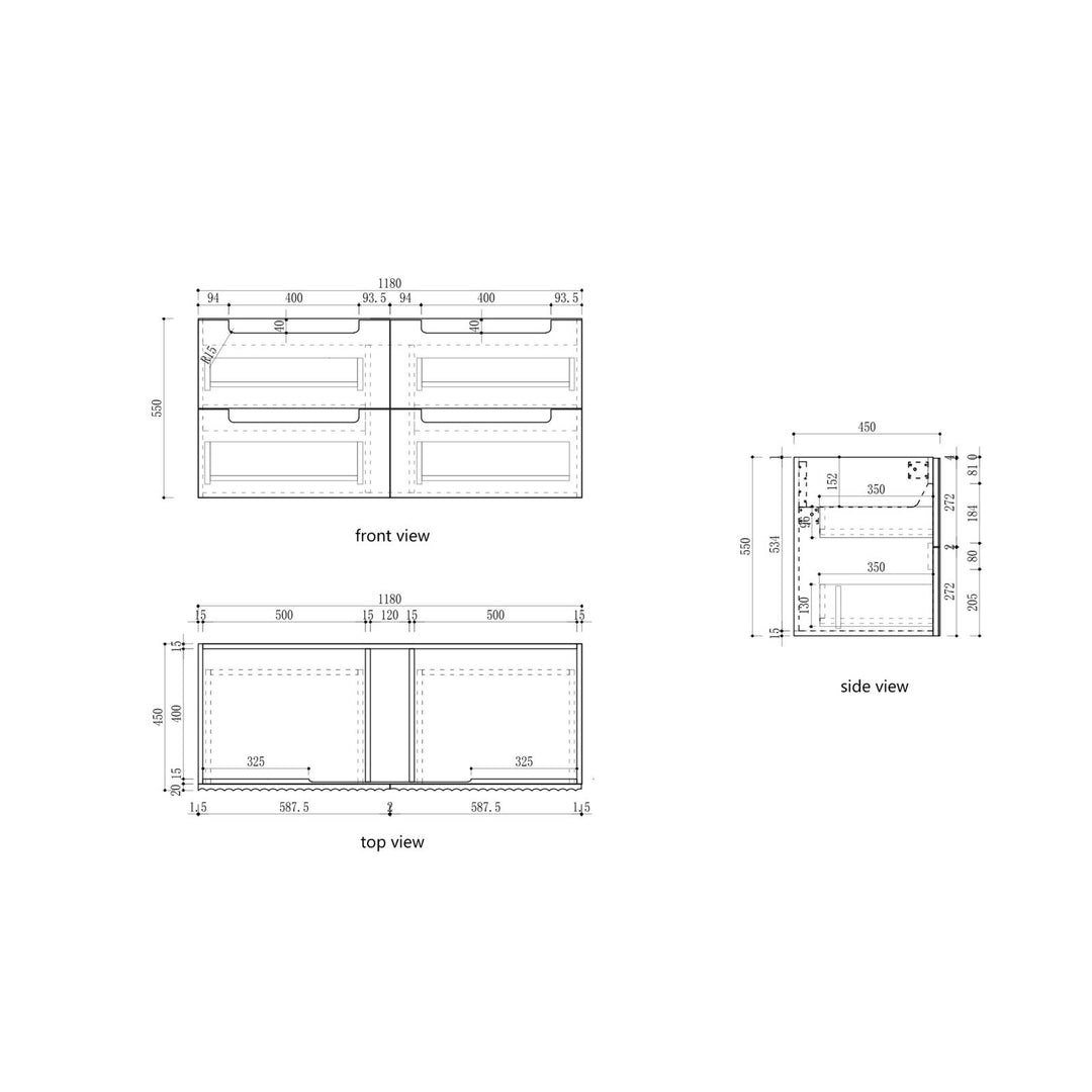 Aulic Lovina Tier Wall Hung Vanity - 1200mm - Design 10