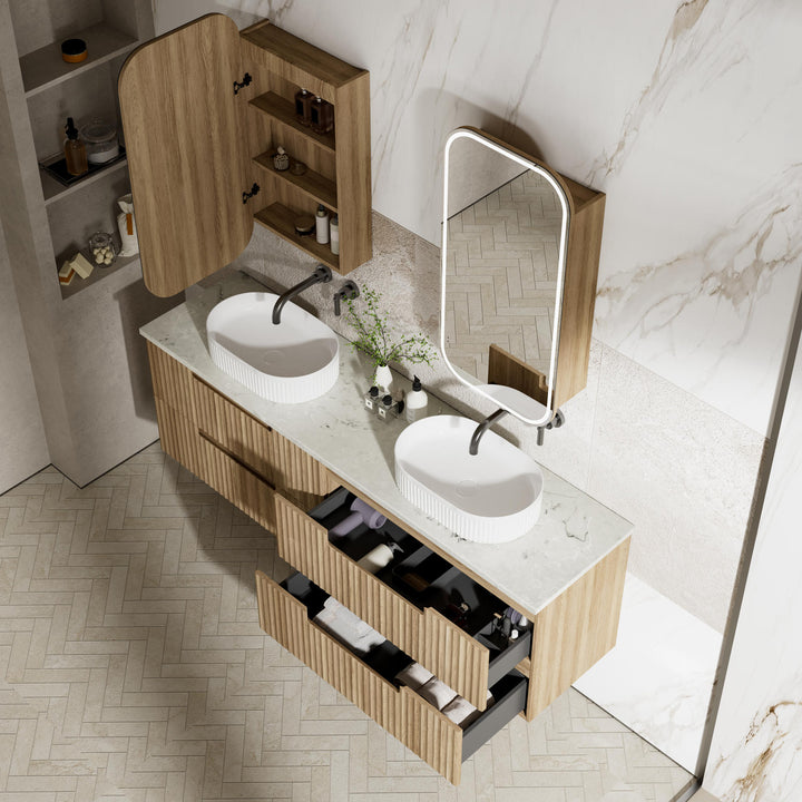 Aulic Lovina Tier Wall Hung Double Vanity - 1500mm - Design 10