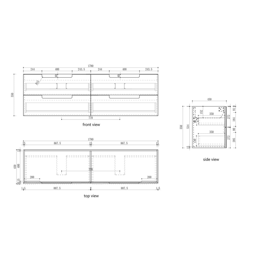 Aulic Lovina Tier Wall Hung Double Vanity - 1800mm - Design 10