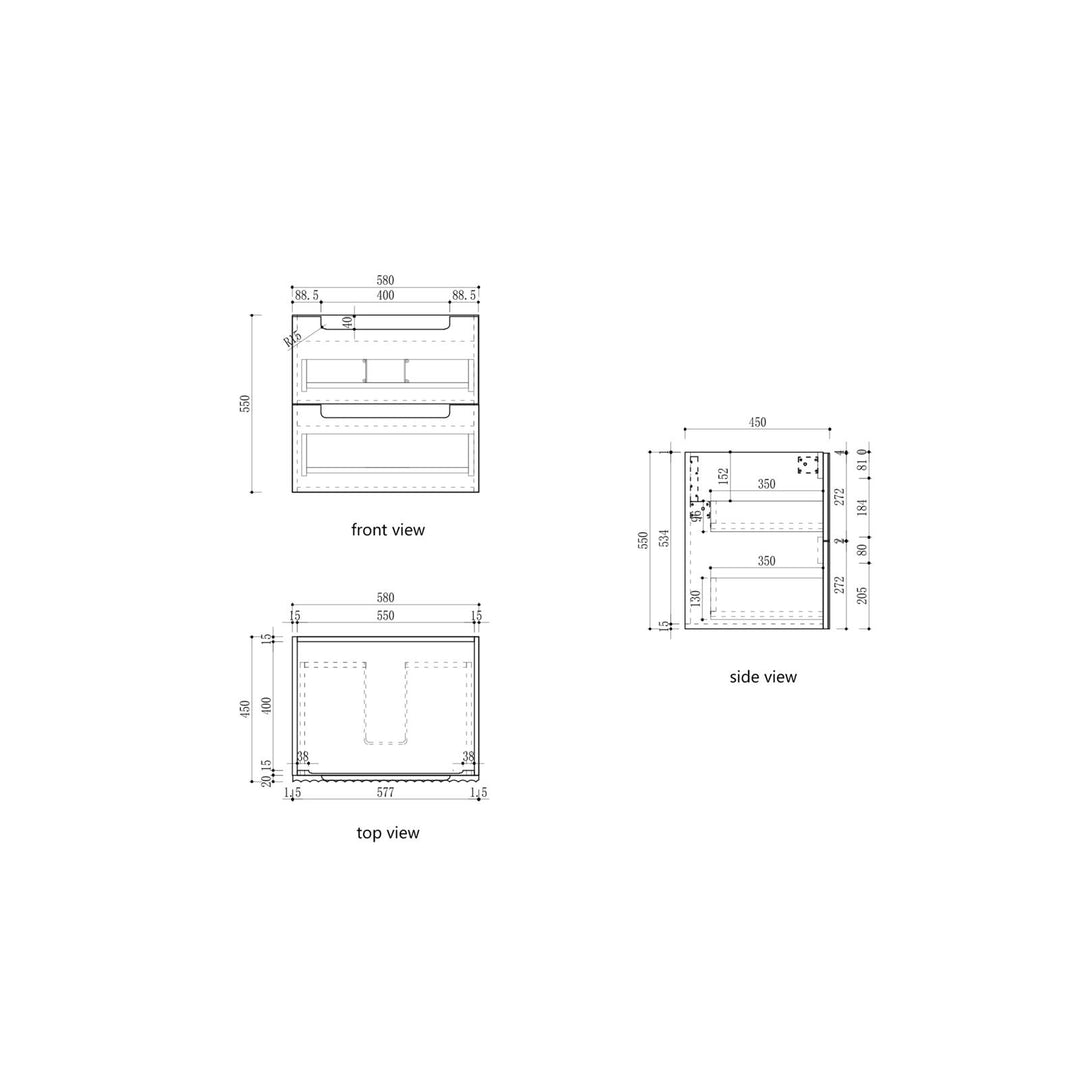 Aulic Lovina Tier Wall Hung Vanity - 600mm - Design 10