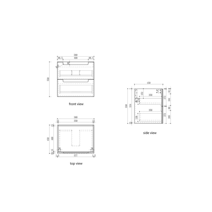 Aulic Lovina Tier Wall Hung Vanity - 600mm - Design 10