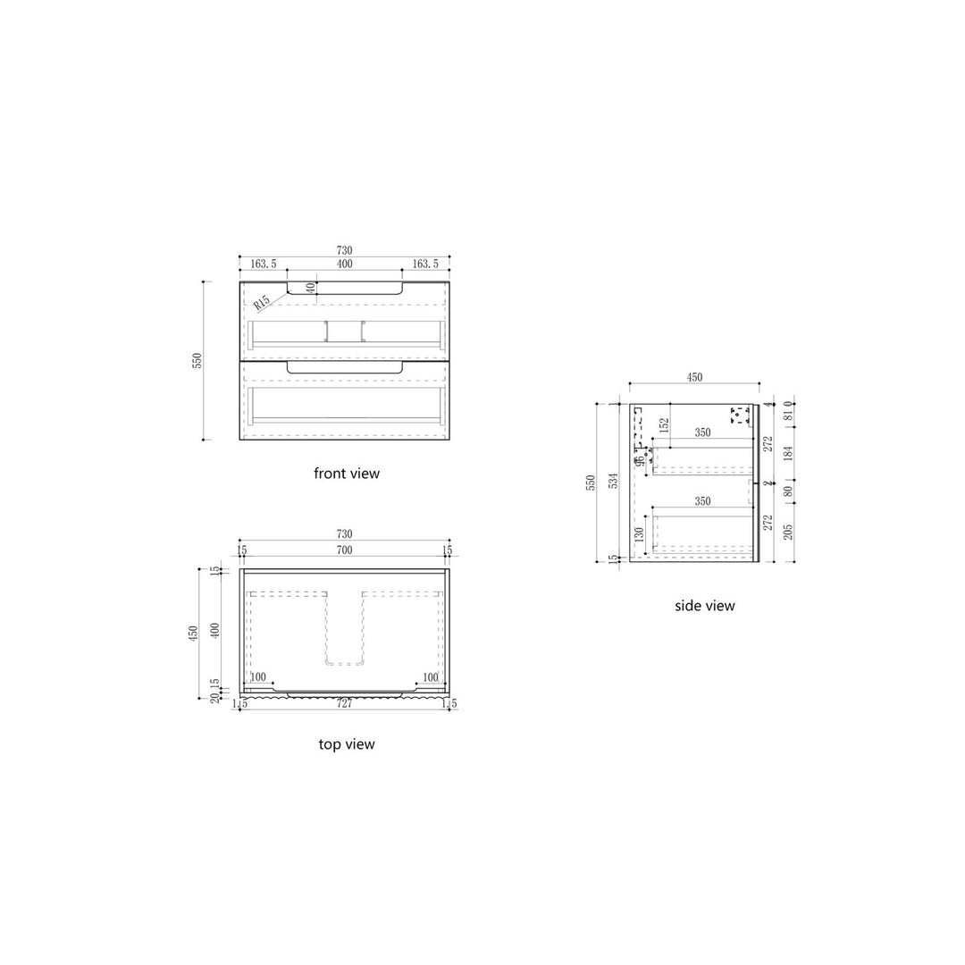 Aulic Lovina Tier Wall Hung Vanity - 750mm - Design 10