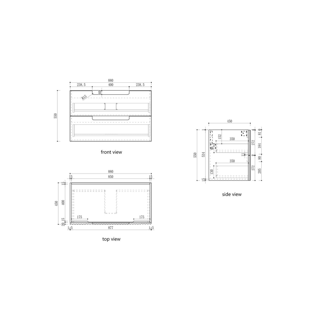 Aulic Lovina Tier Wall Hung Vanity - 900mm - Design 10