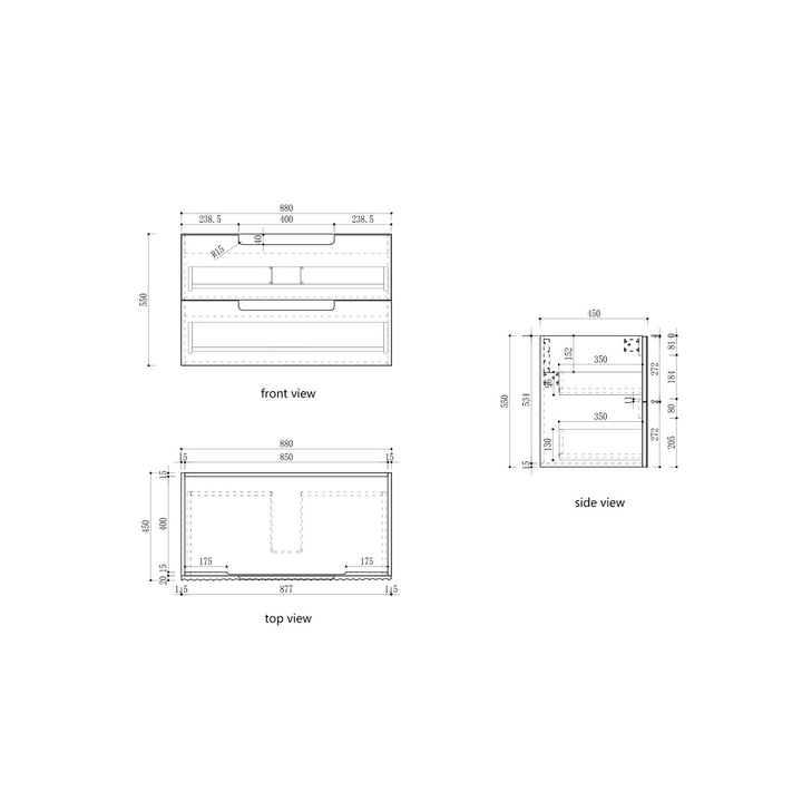 Aulic Lovina Tier Wall Hung Vanity - 900mm - Design 10