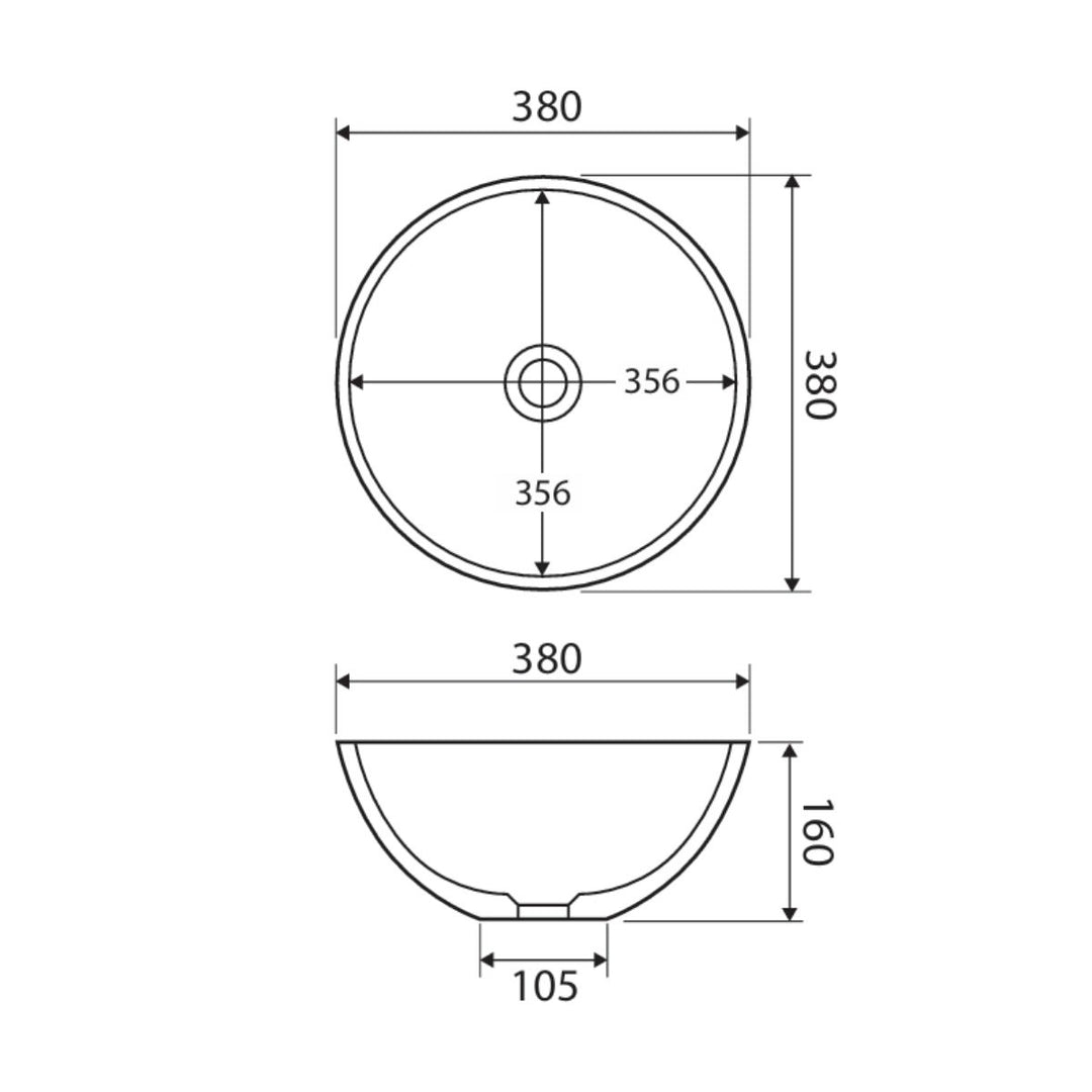 Fienza Lexy Solid Surface Basin 380mm x 380mm