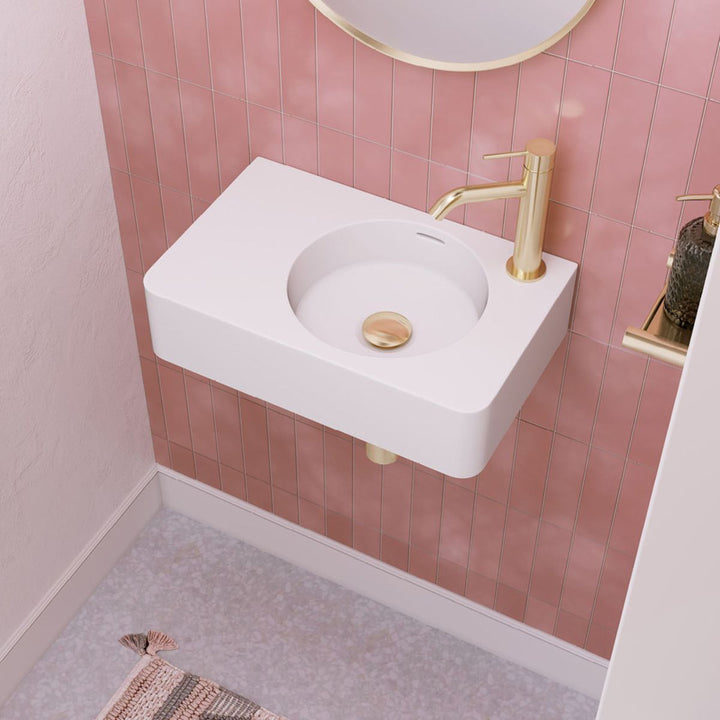 Fienza Encanto 470 Solid Surface Wall Basin Overflow 470mm x 300mm