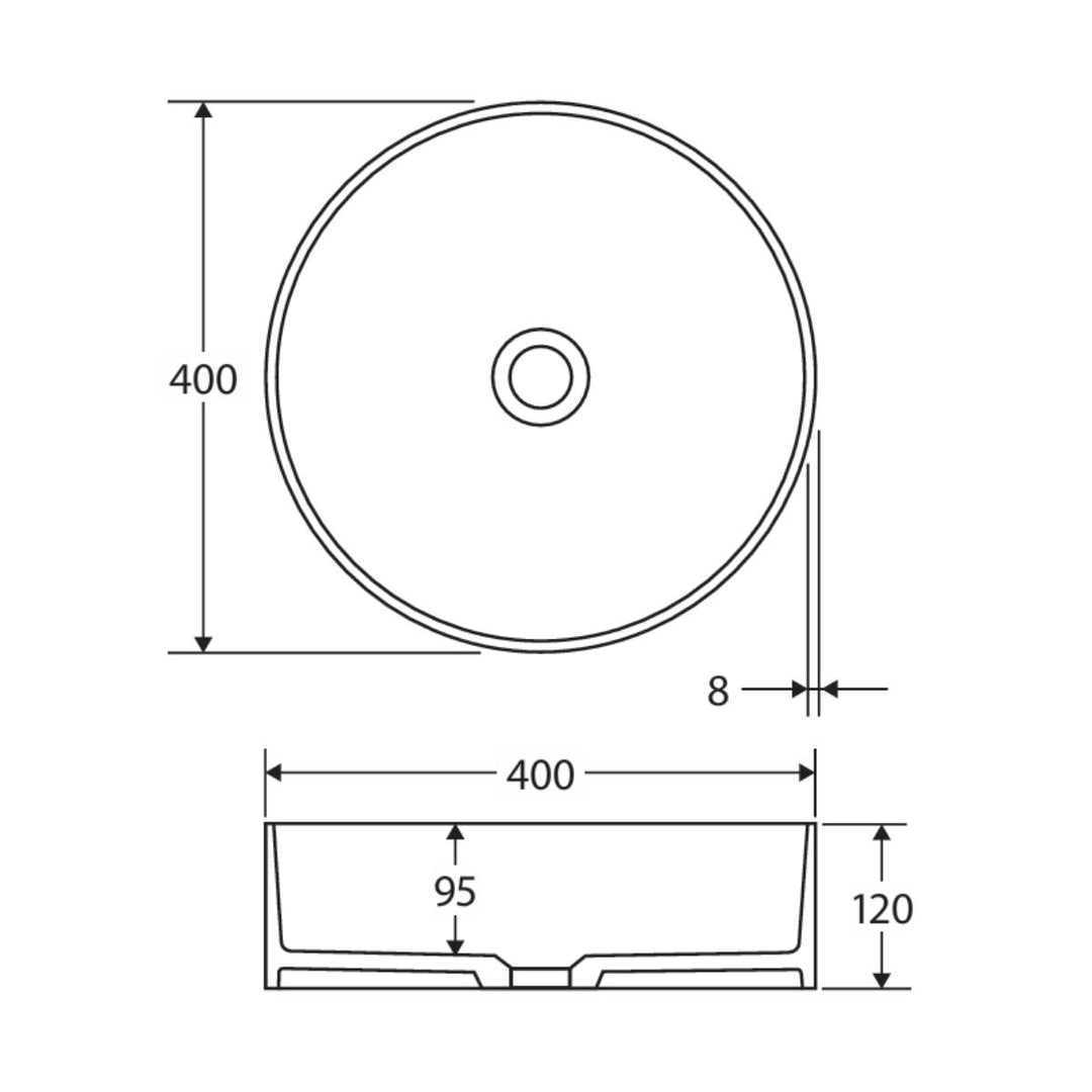 Fienza Minka Round Solid Surface Above Counter Basin 400mm x 400mm