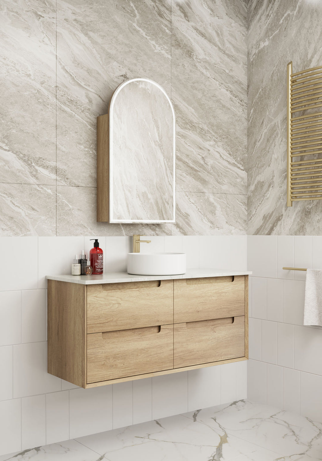 Aulic Canterbury Arch LED Frameless Shaving Cabinet 500 x 900mm