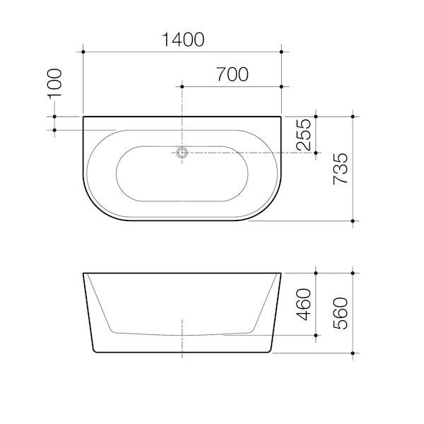 Caroma Urbane II Back To Wall Freestanding Bath