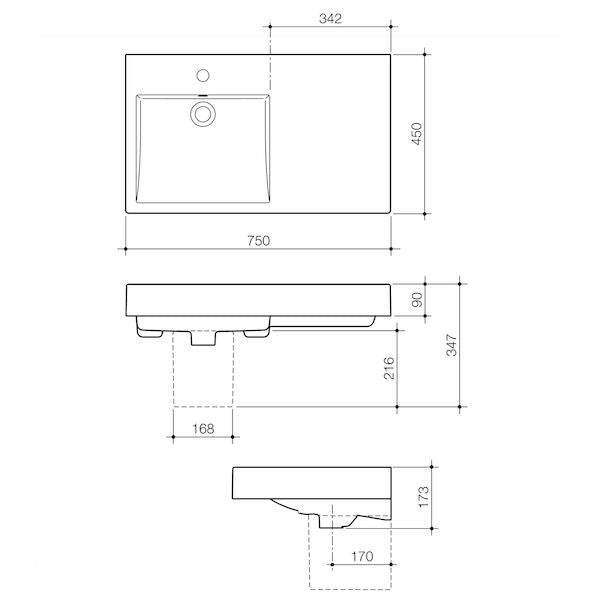 Caroma Liano Nexus 750 Wall Basin