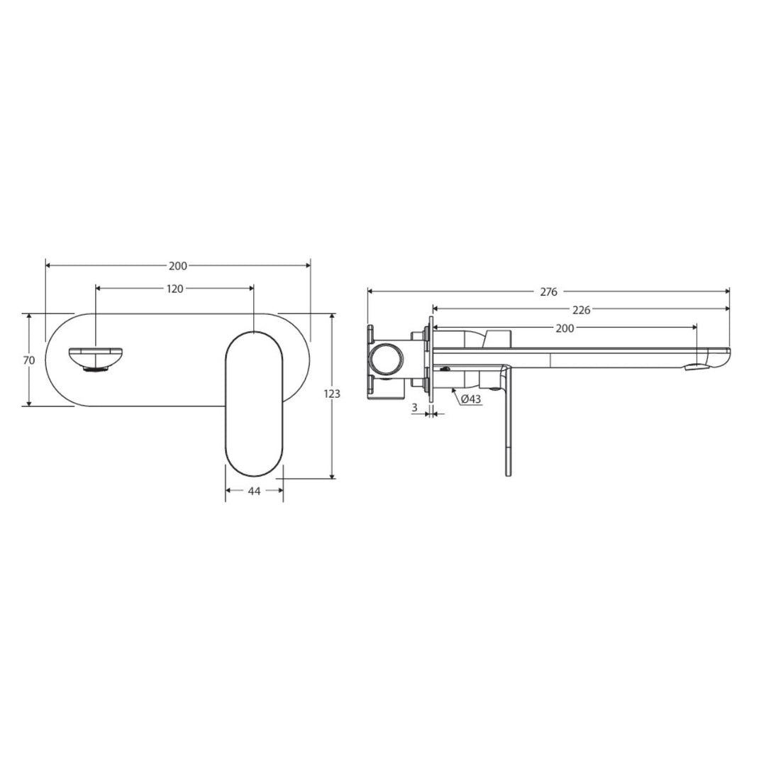 Fienza Empire Slim Basin/Bath Oval Plate 200mm Lead Free Wall Mixer (Dress Kit)