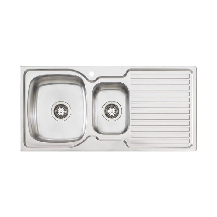 Oliveri Endeavour 17L/7L Double Bowl Sink With Drainer 1TH 980 x 480mm