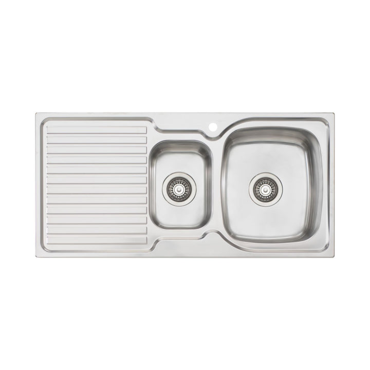Oliveri Endeavour 17L/7L Double Bowl Sink With Drainer 1TH 980 x 480mm