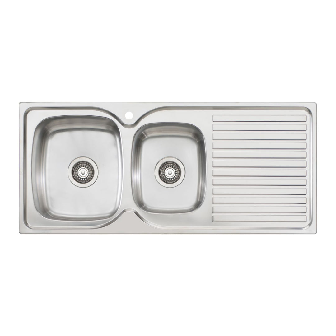 Oliveri Endeavour 17L/12L Double Bowl Sink With Drainer 1TH 1080 x 480mm