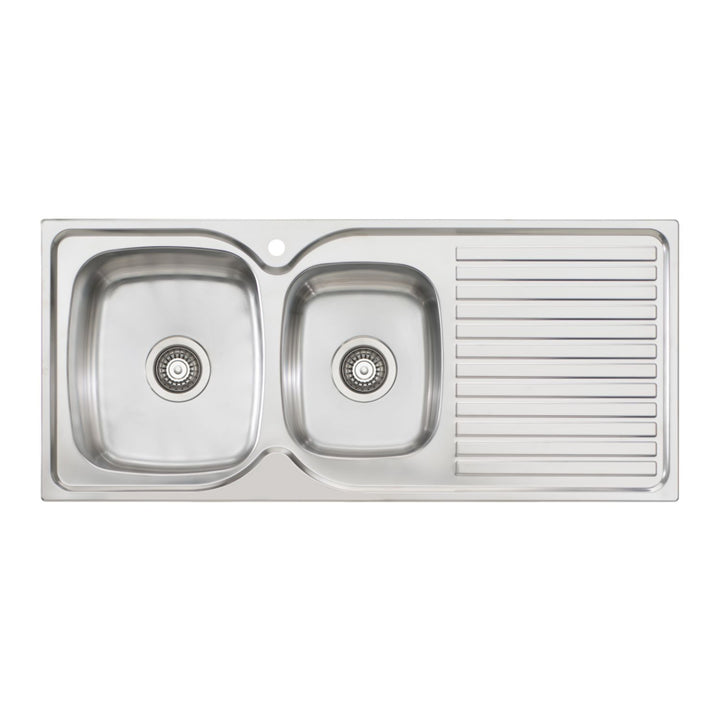 Oliveri Endeavour 17L/12L Double Bowl Sink With Drainer 1TH 1080 x 480mm