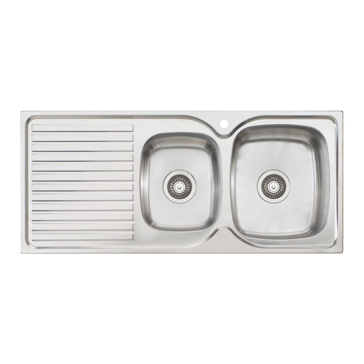 Oliveri Endeavour 17L/12L Double Bowl Sink With Drainer 1TH 1080 x 480mm