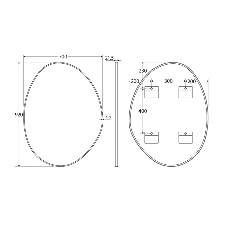 Fienza Pebble Asymmetrical Framed Mirror