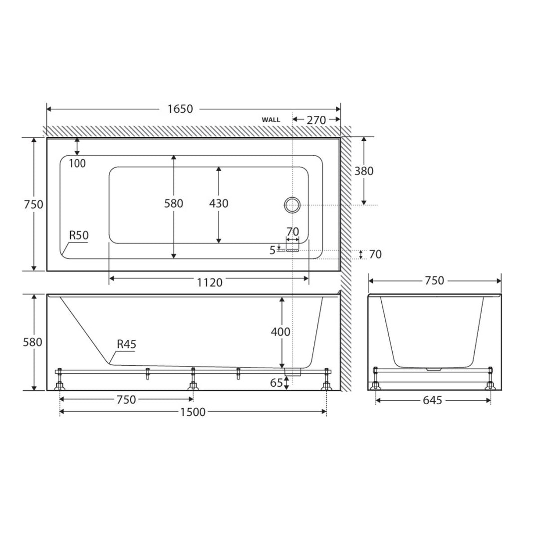 Fienza Sentor Corner Semi Freestanding Bath