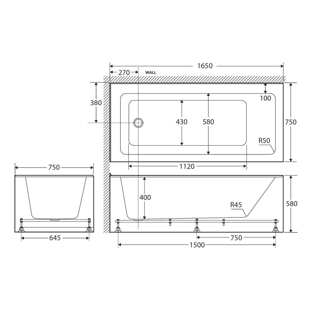 Fienza Sentor Corner Semi Freestanding Bath