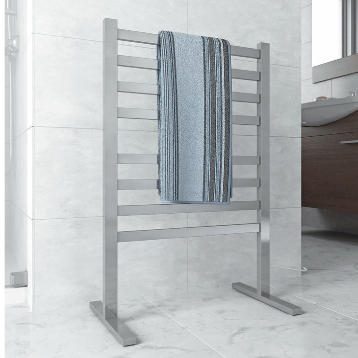 Thermorail Straight Flat Freestanding 8 Bar Heated Towel Ladder 590mm x 900mm