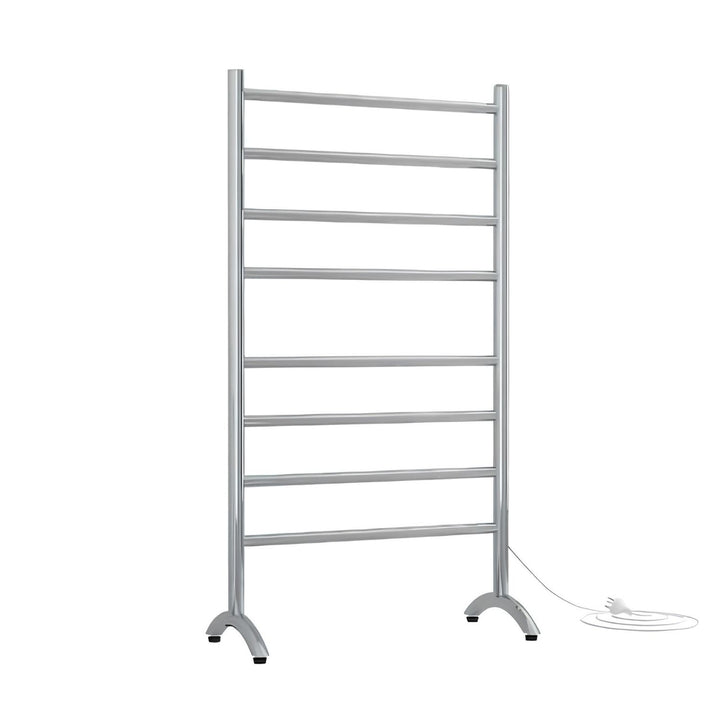 Thermorail Straight Round Freestanding 8 Bar Heated Towel Ladder 600mm x 1080mm