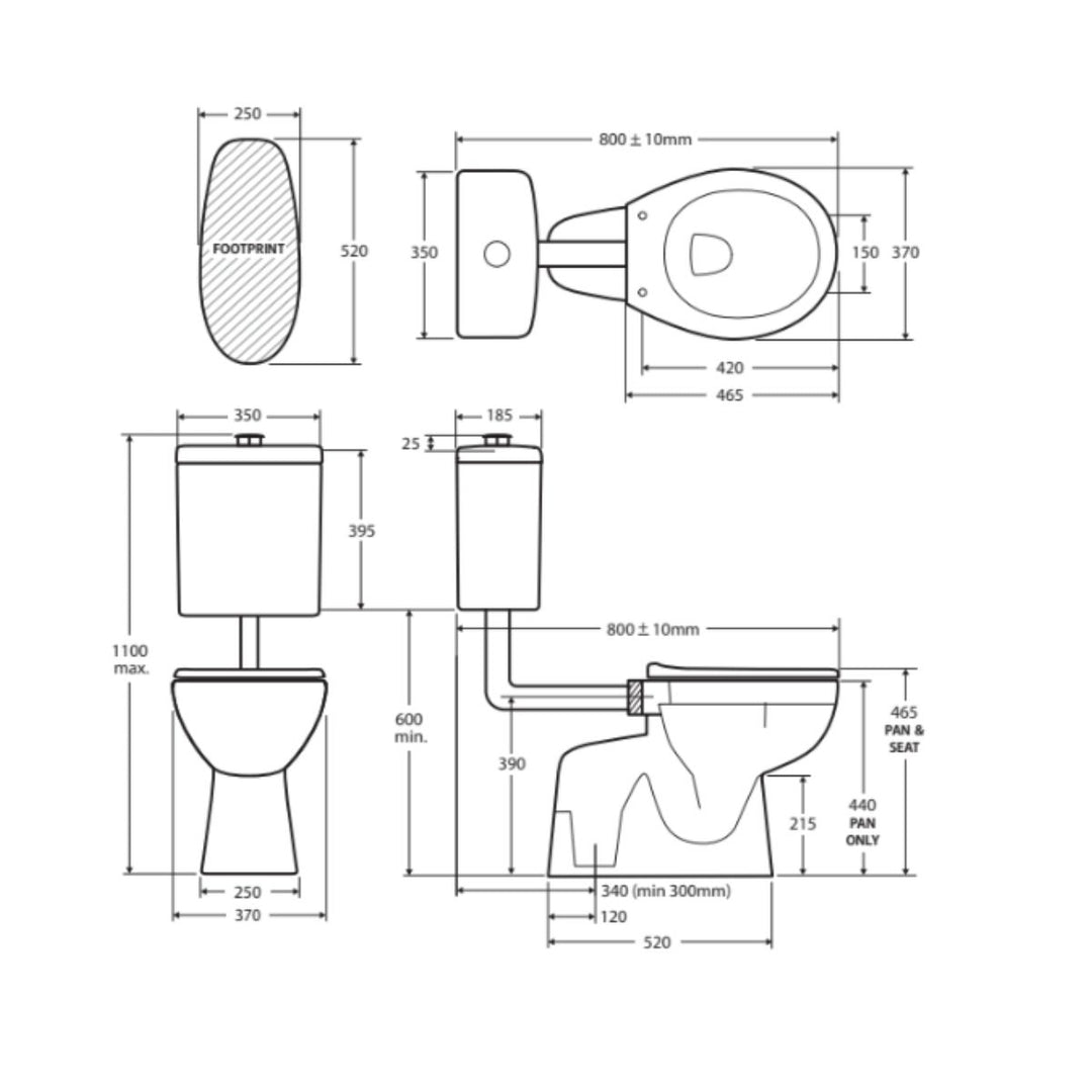 Fienza Stella Care Adjustable Link Toilet Suite