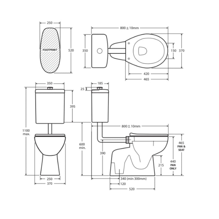 Fienza Stella Care Adjustable Link Toilet Suite