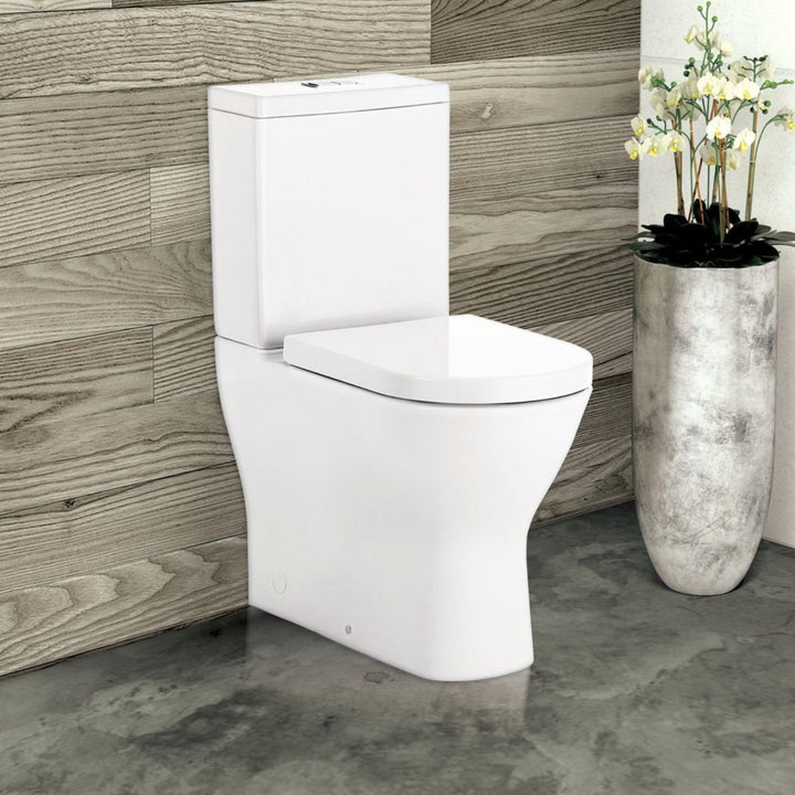 Fienza Delta Rimless Extra Height Back-To-Wall Toilet Suite