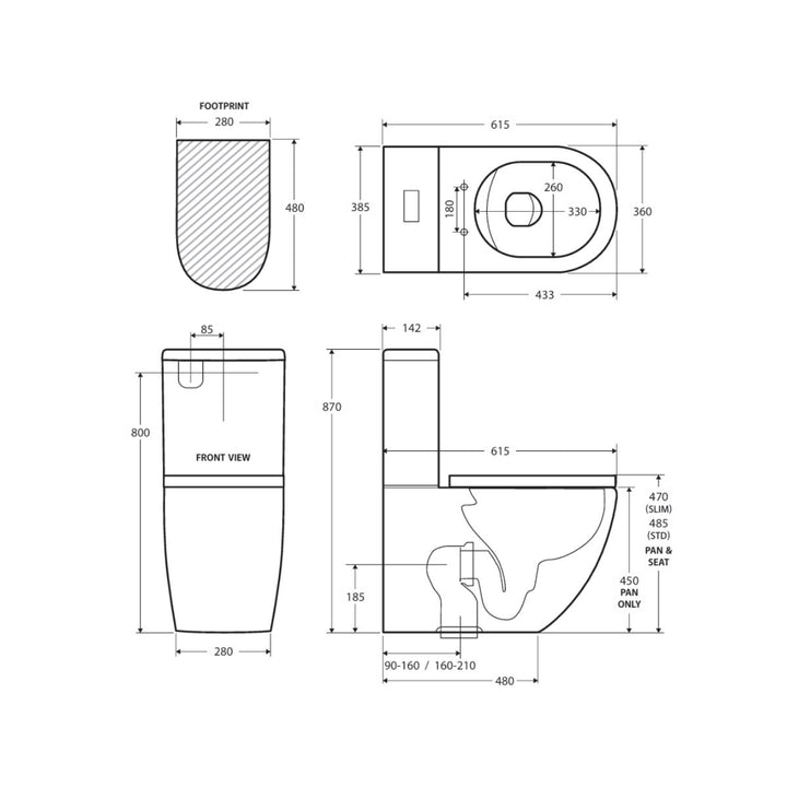 Fienza Alix Rimless Ambulant Back-To-Wall Toilet Suite