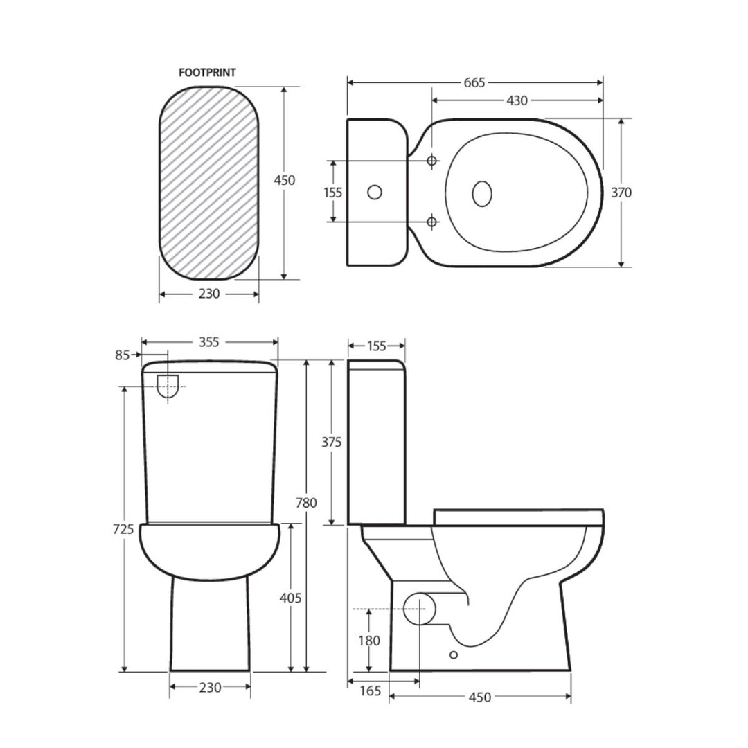 Fienza Petra Slim Seat Close Coupled Toilet Suite