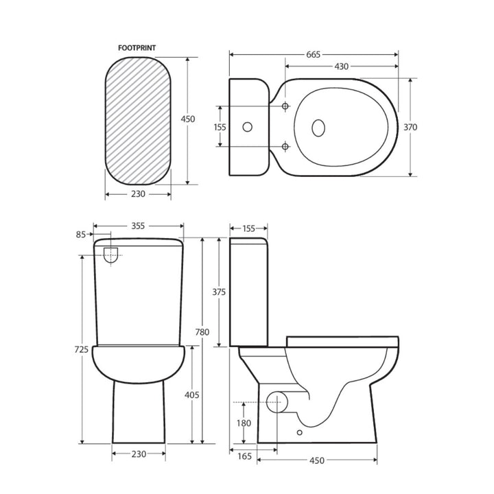Fienza Petra Slim Seat Close Coupled Toilet Suite