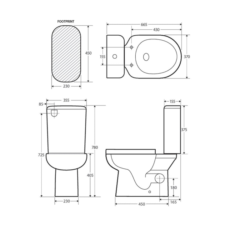 Fienza Petra Slim Seat Close Coupled Toilet Suite