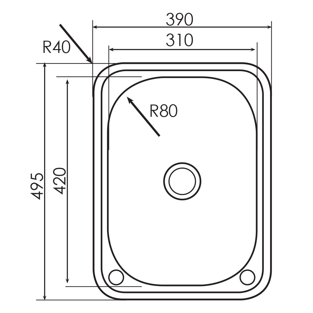 Argent Format 390 Laundry Sink - 2TH - Design 10