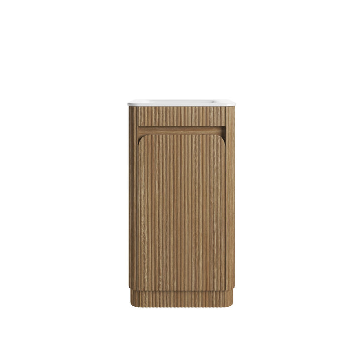 Aulic Mini Hartelle Fluted Harvest Oak Floor Standing Vanity - 470mm - Design 10