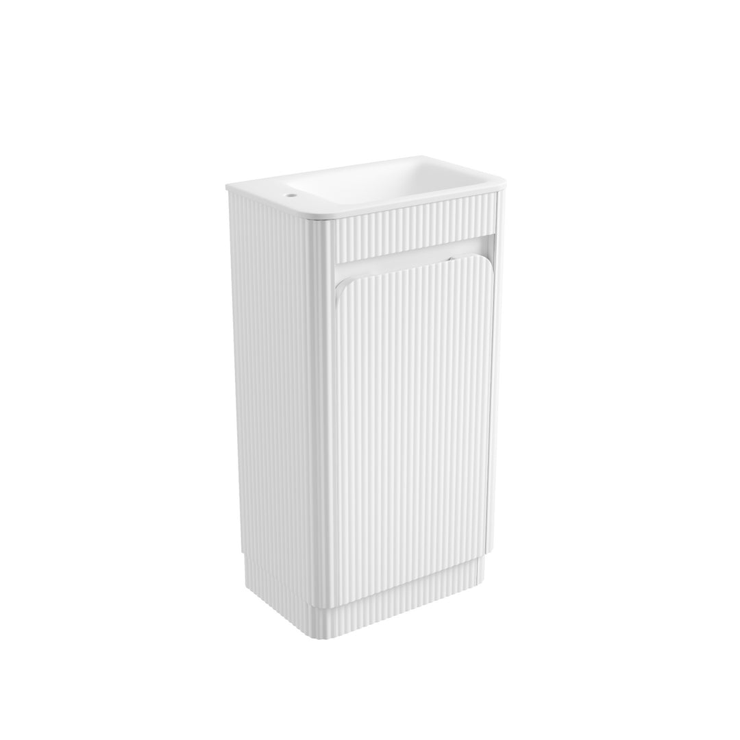 Aulic Mini Hartelle Fluted Matte White Floor Standing Vanity - 470mm - Design 10