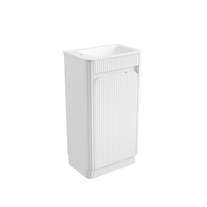 Aulic Mini Hartelle Fluted Matte White Floor Standing Vanity - 470mm - Design 10