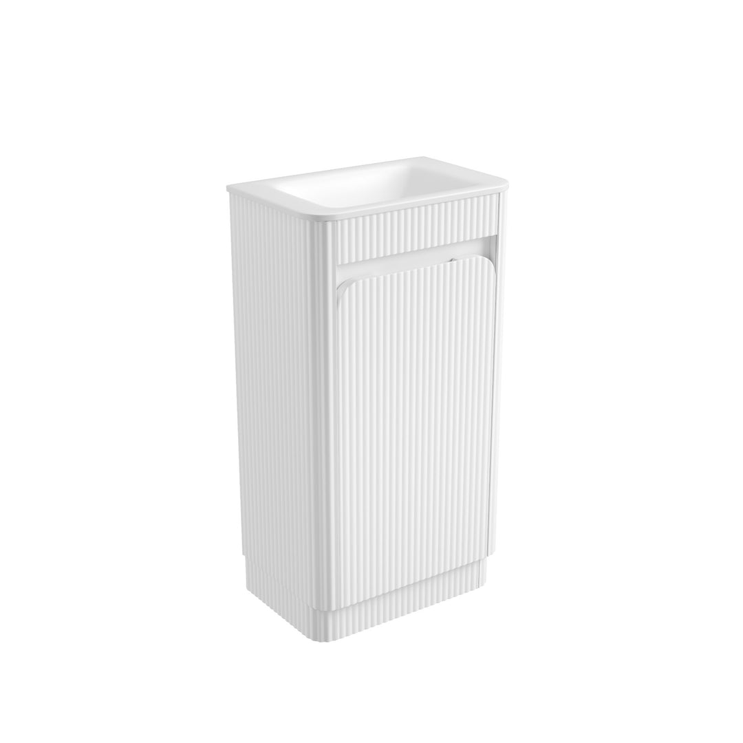 Aulic Mini Hartelle Fluted Matte White Floor Standing Vanity - 470mm - Design 10