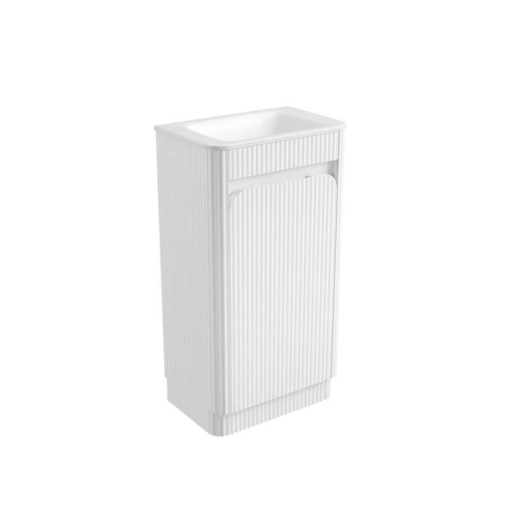 Aulic Mini Hartelle Fluted Matte White Floor Standing Vanity - 470mm - Design 10