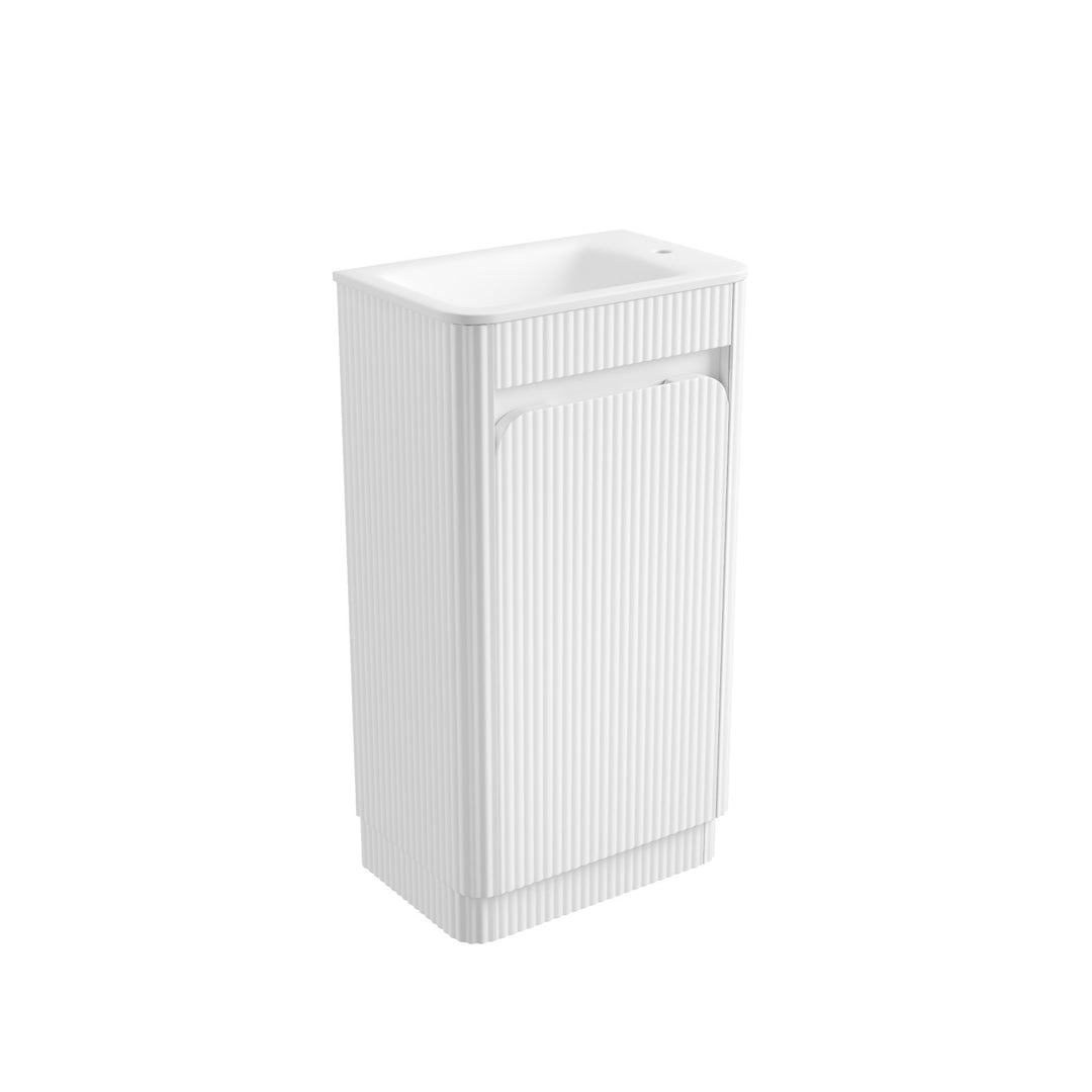 Aulic Mini Hartelle Fluted Matte White Floor Standing Vanity - 470mm - Design 10