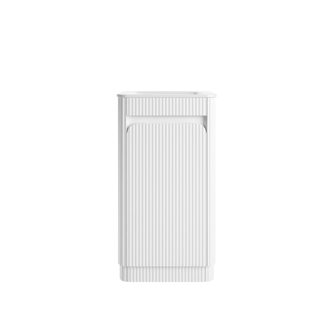 Aulic Mini Hartelle Fluted Matte White Floor Standing Vanity - 470mm - Design 10