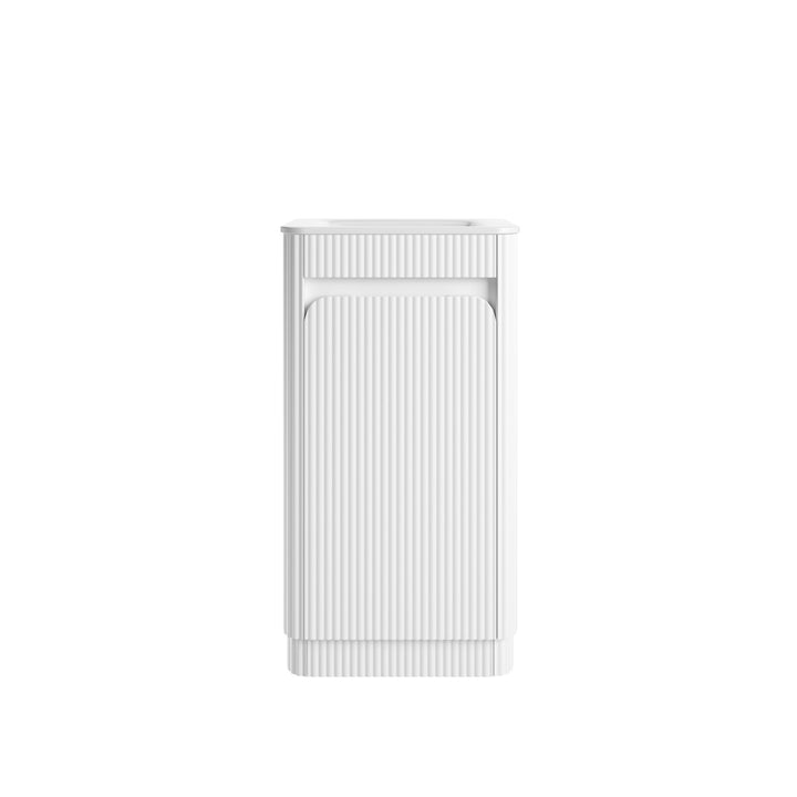 Aulic Mini Hartelle Fluted Matte White Floor Standing Vanity - 470mm - Design 10