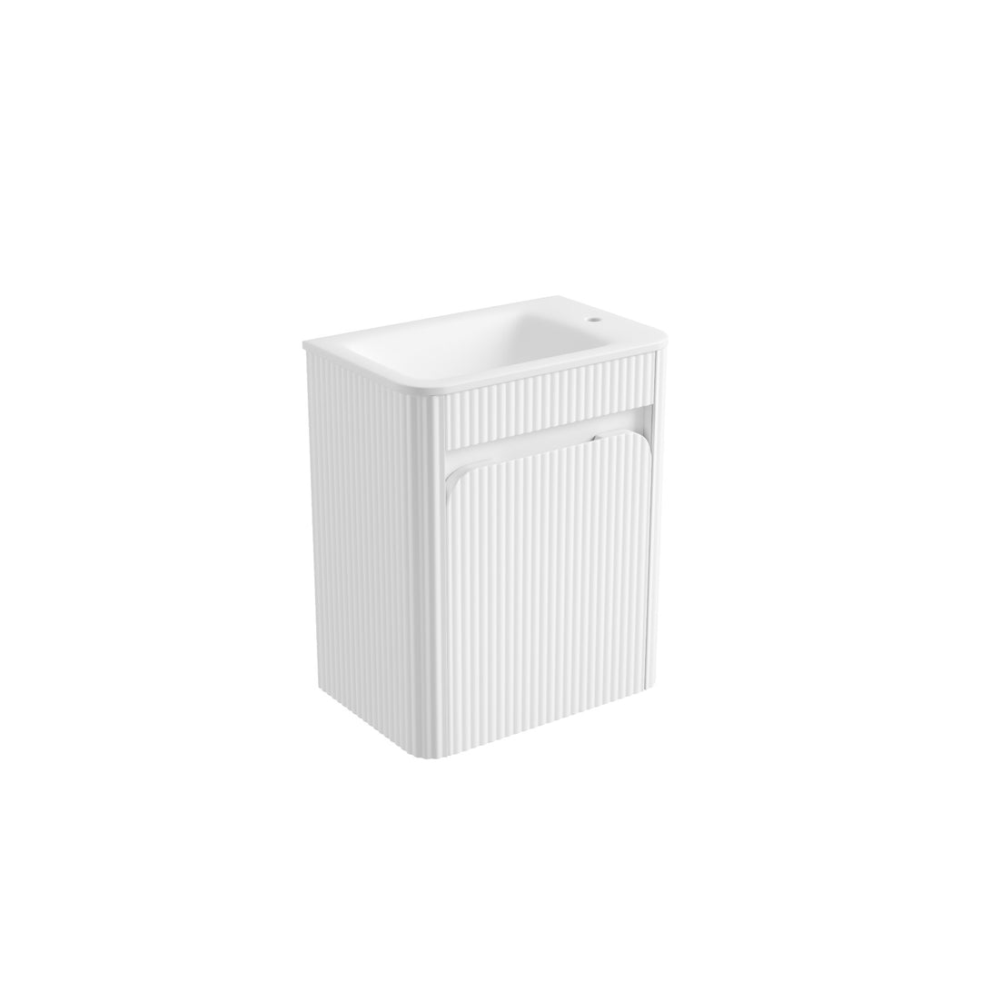 Aulic Mini Hartelle Fluted Matte White Wall Hung Vanity - 470mm - Design 10
