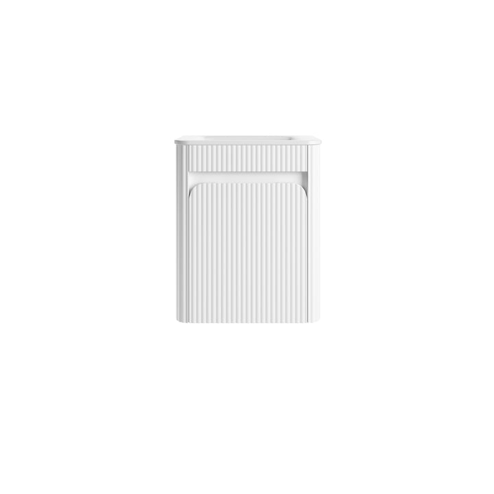 Aulic Mini Hartelle Fluted Matte White Wall Hung Vanity - 470mm - Design 10