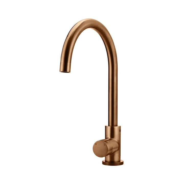 Kitchen Mixer Meir Meir Round Gooseneck Kitchen Mixer Tap  +  Pinless Handle Lustre Bronze