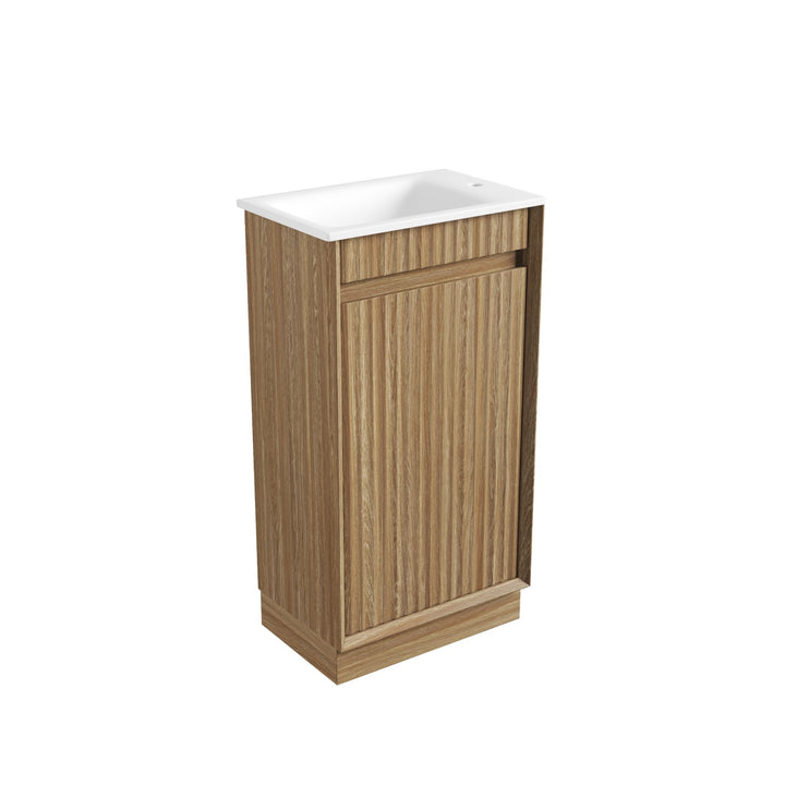 Aulic Mini Ravia Fluted Harvest Oak Floor Standing Vanity - 450mm - Design 10