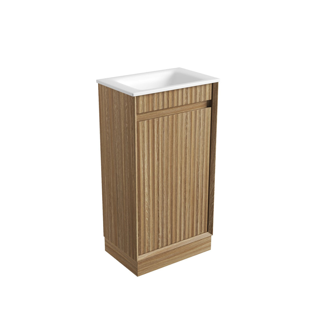 Aulic Mini Ravia Fluted Harvest Oak Floor Standing Vanity - 450mm - Design 10