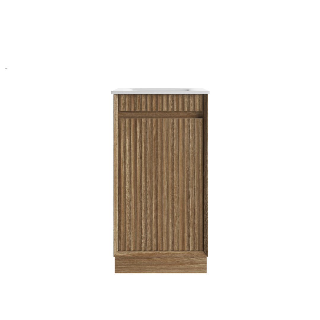 Aulic Mini Ravia Fluted Harvest Oak Floor Standing Vanity - 450mm - Design 10